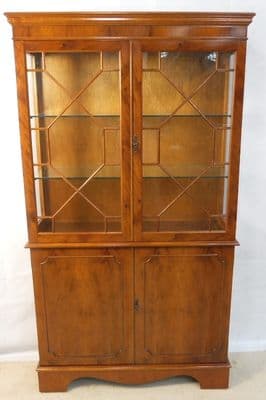 Display Cabinet, Georgian Style Yew Wood