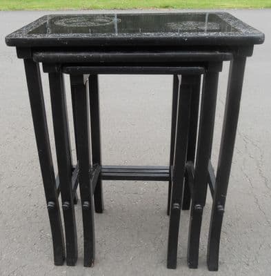 Edwardian Period Ebonized Nest of Three  Coffee Tables