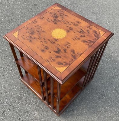 Edwardian Style Yew Revolving Bookcase