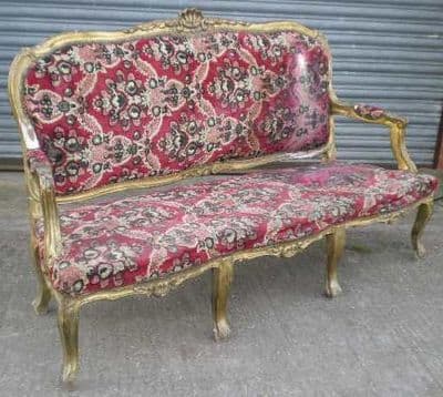 French Gilt Three Seater Salon Settee for Restoration