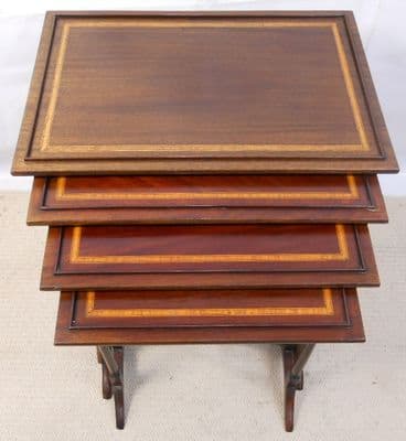 Georgian Style Inlaid Mahogany Nest of Four Tables