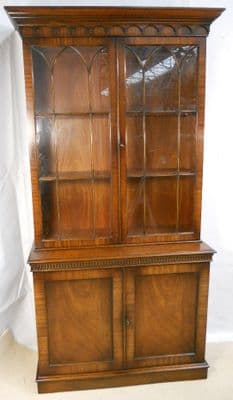 Georgian Style Mahogany Bookcase Cabinet by Titchmarsh & Goodwin
