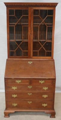 Georgian Style Mahogany Bureau Bookcase Cabinet