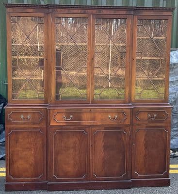 Georgian Style Mahogany Library Breakfront Bookcase