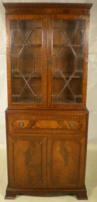 Georgian Style Mahogany Secretaire Bookcase