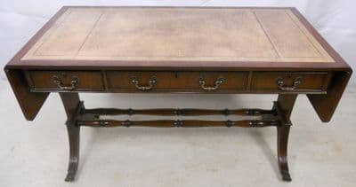 Georgian Style Mahogany Sofa Table with Leather Top - SOLD