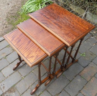 Georgian Style Satin Mahogany Tall Nest of Tables