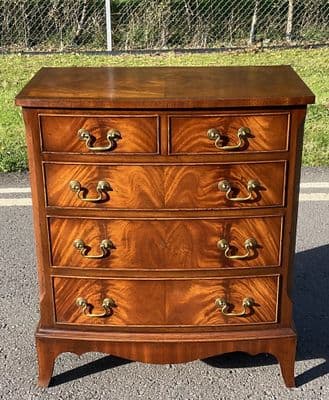 Georgian Style Small Bowfront Mahogany Chest of Drawers