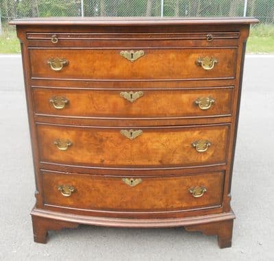 Georgian Style Small Walnut Bowfront Chest of Drawers