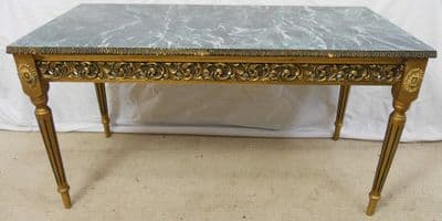 Gilt Frame Marble Effect Top Long Coffee Table