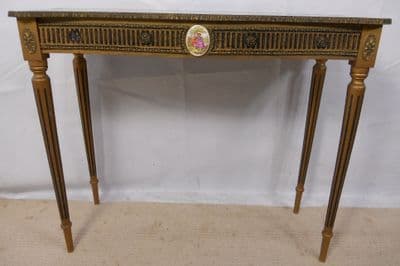 Gilt Framed Faux Marble Top Console Table