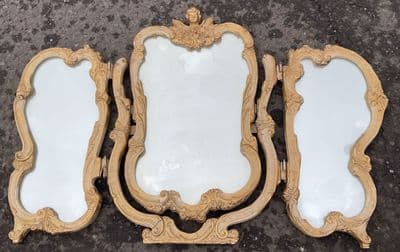 Gilt Triple Folding Dressing Mirror