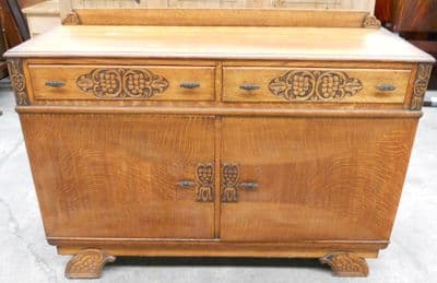 Golden Oak Carved Sideboard Cupboard