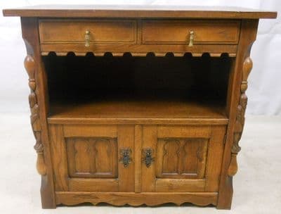 Heavily Carved Oak Low Cabinet Cupboard - SOLD