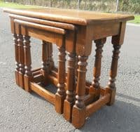 Heavy Oak Nest of Three Coffee Tables