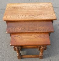Heavy Oak Nest of Three Coffee Tables