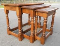 Heavy Oak Nest of Three Coffee Tables
