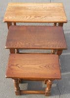 Heavy Oak Nest of Three Coffee Tables