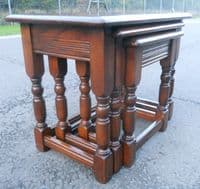 Heavy Oak Nest of Three Tables for Coffee