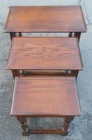 Heavy Oak Nest of Three Tables for Coffee