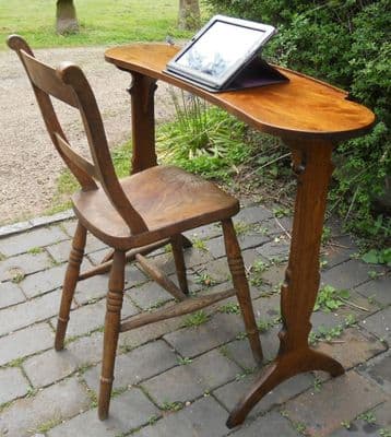 Kidney Shaped Pedestal Mahogany Reading Table
