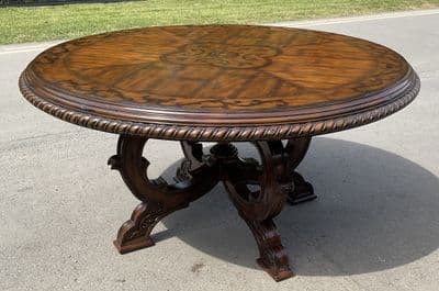Large Circular Walnut Pedestal Dining Table