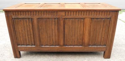 Large Four Panelled Oak Blanket Chest