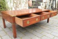 Large Military Style Mahogany Coffee Table by Bradley