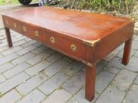 Large Military Style Mahogany Coffee Table by Bradley