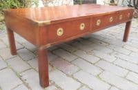 Large Military Style Mahogany Coffee Table by Bradley