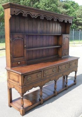 Large Oak Dresser with Plate Rack