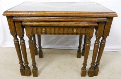 Large Oak Nest of Three Coffee Tables
