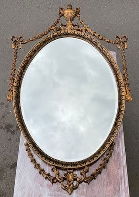 Large Oval Adam Style Hanging Wall Mirror