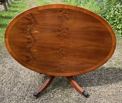 Large Oval Yew Pedestal Coffee Table