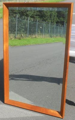 Large Retro Teak Framed Hanging Wall Mirror