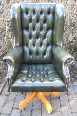 Leather Swivel Desk Chair in Antique Georgian Style