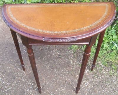 Leather Top Bowfront Mahogany Console Table