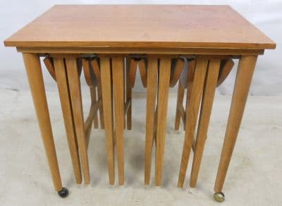 Light Teak Nest of Dropleaf Coffee Tables - SOLD