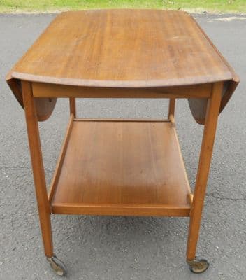 Light Teak Oval Dropleaf Tea Trolley
