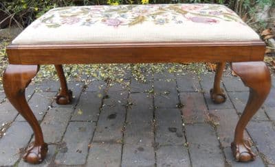 Long Claw/Ball Mahogany Upholstered Stool