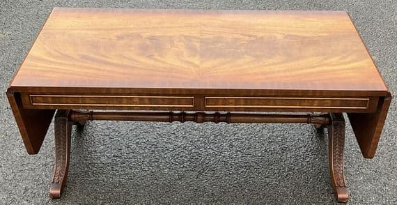 Long Mahogany Dropleaf Coffee Table