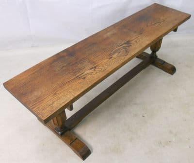Long Reproduction Heavy Oak Stool Bench