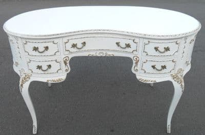 Louis Style Kidney Shaped White Painted Kneehole Writing Desk