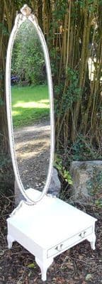 Louis Style Painted Cheval Mirror on Stand