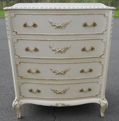 Louis Style Painted Serpentine Front Chest of Drawers