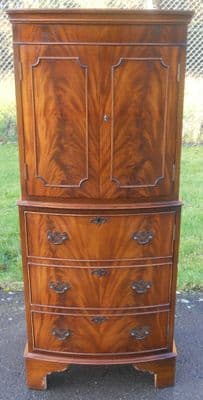 Mahogany Bowfront Cocktail Cabinet by Burton Reproductions