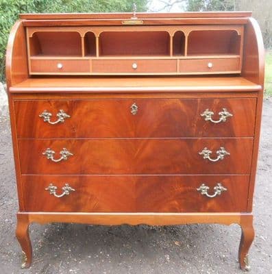 Mahogany Cylinder Front Writing Bureau