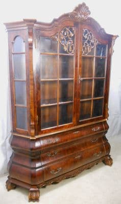 Mahogany Display Cabinet, on Chest of Drawers, Large Bombe Shape - SOLD