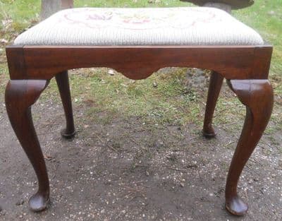 Mahogany Framed Upholstered Top Dressing Stool