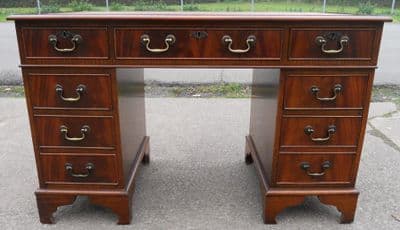 Mahogany Kneehole Pedestal Writing Desk